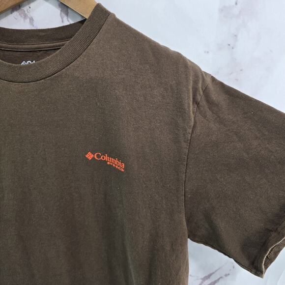 Columbia T Shirt Mens Medium PHG Chocolate Brown Orange Crew Neck Tee - Picture 9 of 10